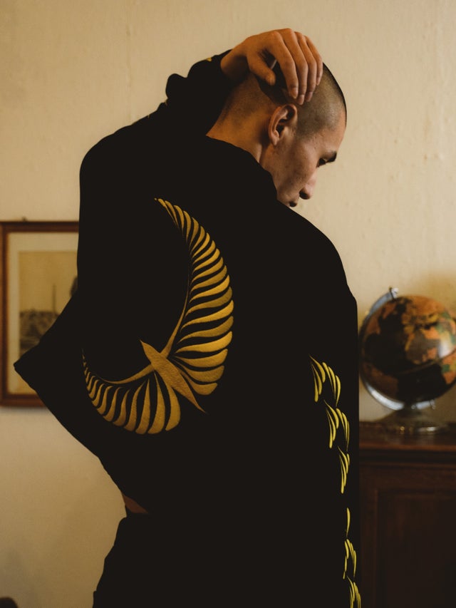 Urig(ウーリッヒ) EMB VELVET CHINA JACKET [BLACK] | Urig